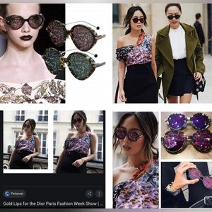 CHRISTIAN DIOR PINK LEAF PRINT MIRROR FOLIAGE / UMBRAGE ROUND SUNGLASSES 😎